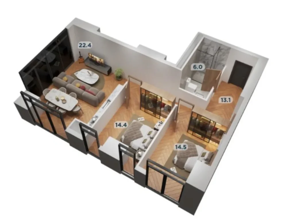 A bright one-bedroom flat with a view of the greenery, 33.6 m², in
