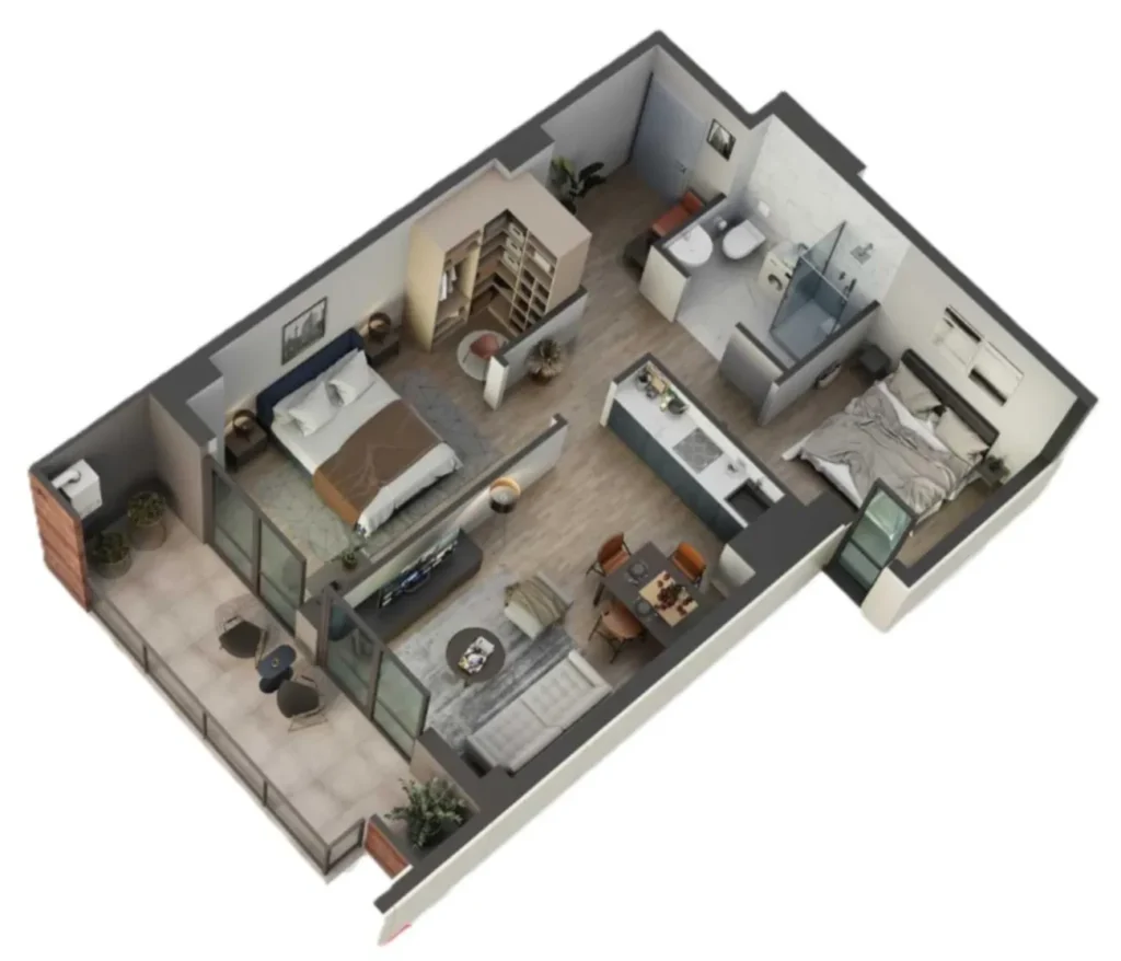 Gemütliche Zweizimmerwohnung mit Balkon (56,2 m²) in