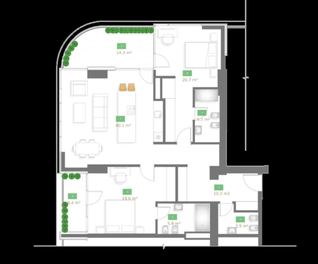 Pohodlný dvoupokojový byt pro velkou rodinu o rozloze 130,3 m² v