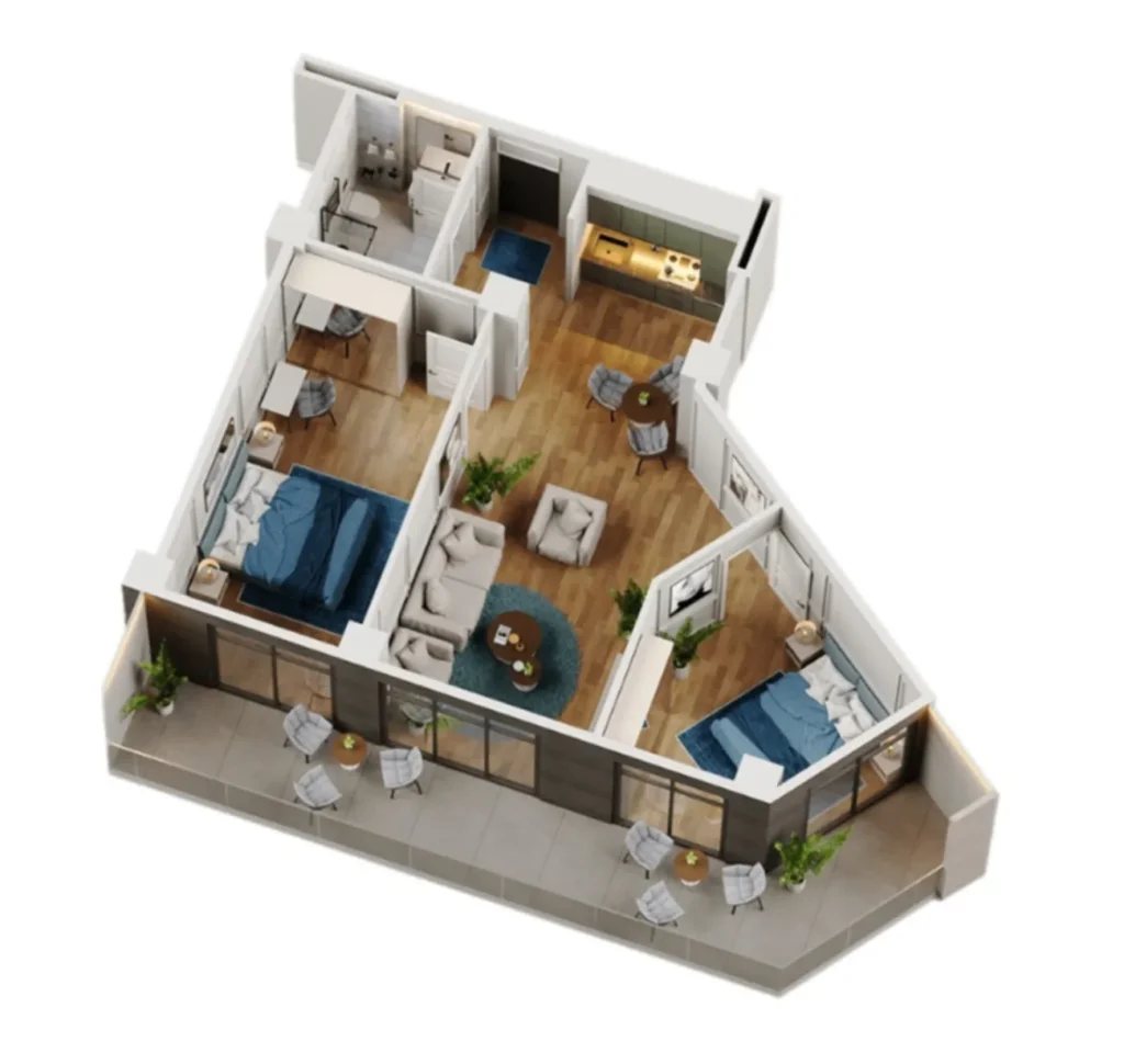 Un spacieux appartement de trois pièces de 89,66 m² à