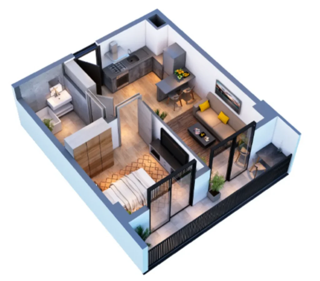 Geräumige 2-Zimmer-Wohnung mit Aussicht, 58 m² in