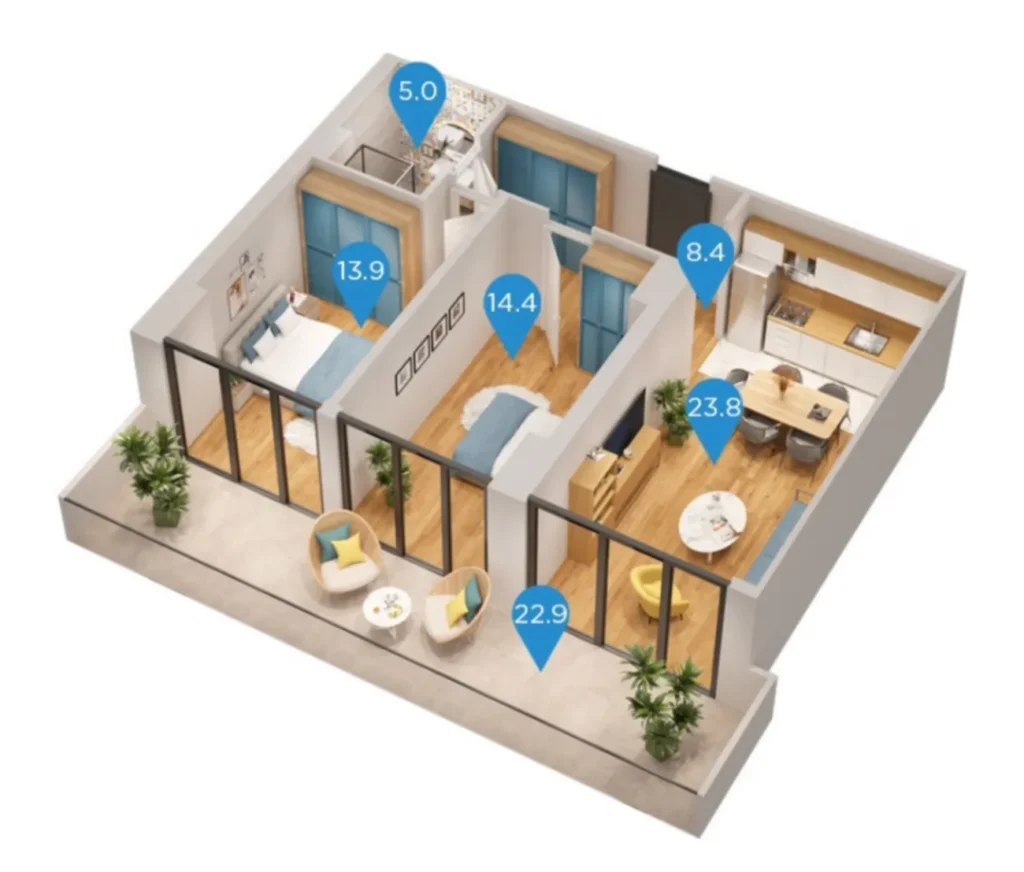 Elegante 1-Zimmer-Wohnung mit Balkon (58,5 m²) in