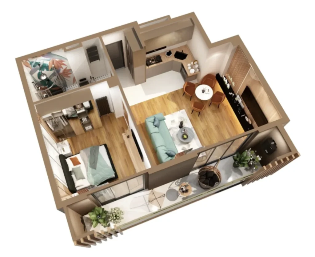 Kompaktes Studio mit einer Wohnfläche von 54,85 m² in