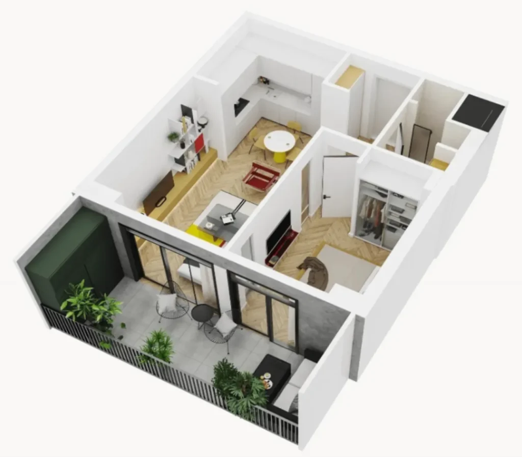 Appartamento di lusso con 3 locali e vista panoramica, 55,2 m² a