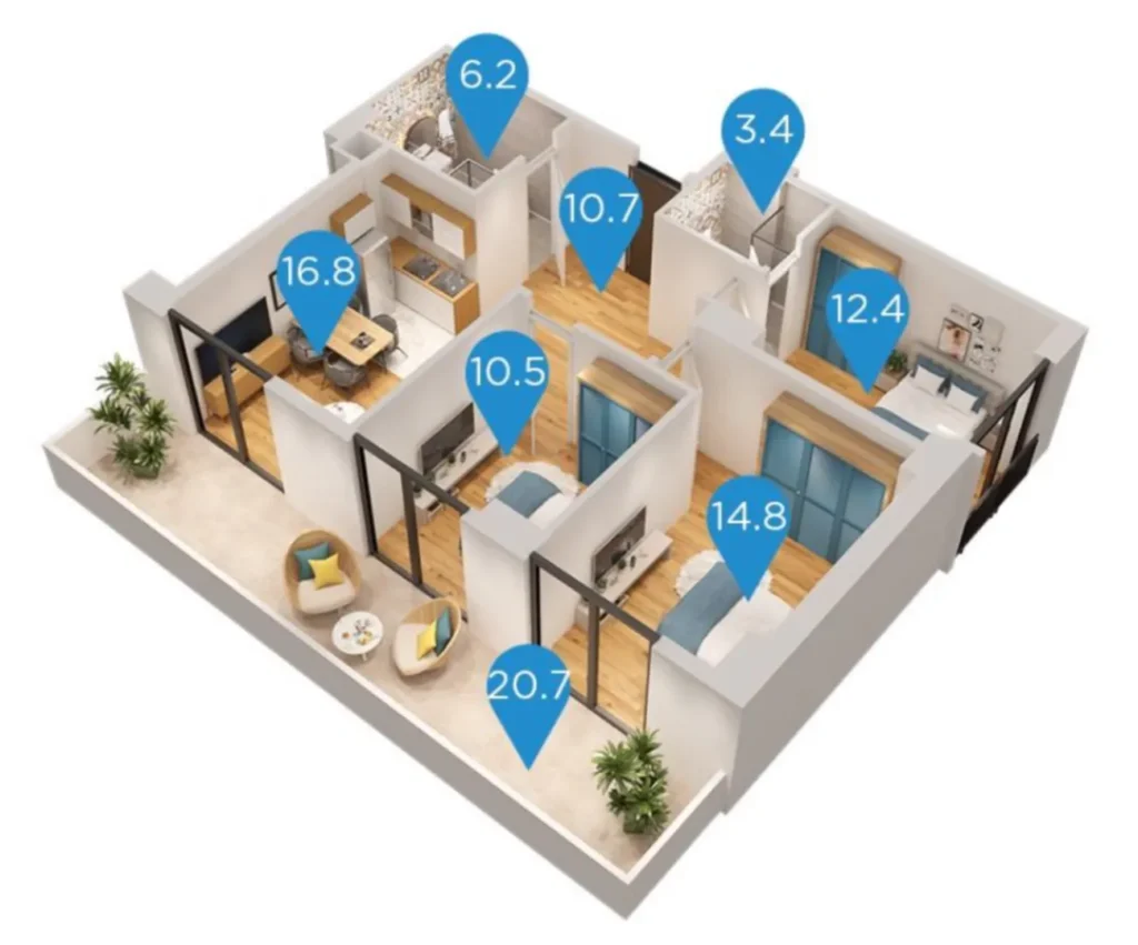 Confortevole bilocale di 55,7 m² a