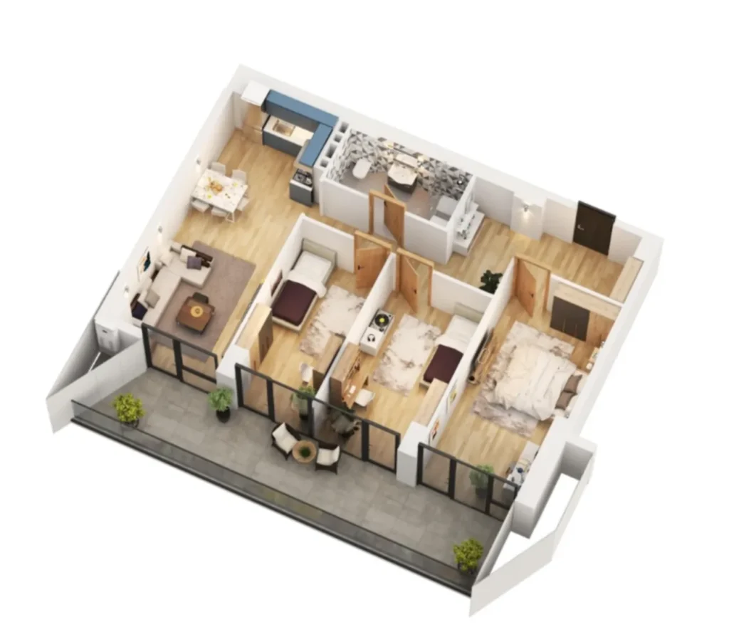 Просторная трёхкомнатная квартира 104.4 м² в