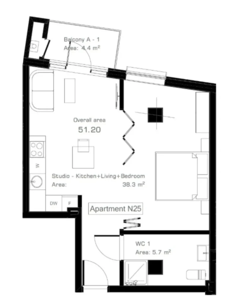 Премиум-двушка с панорамным видом 51.2 м² в