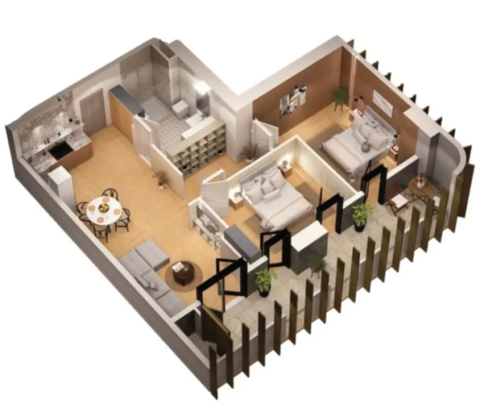 Prostorný dvoupokojový byt v prestižní čtvrti Vake o rozloze 103,6 m² v