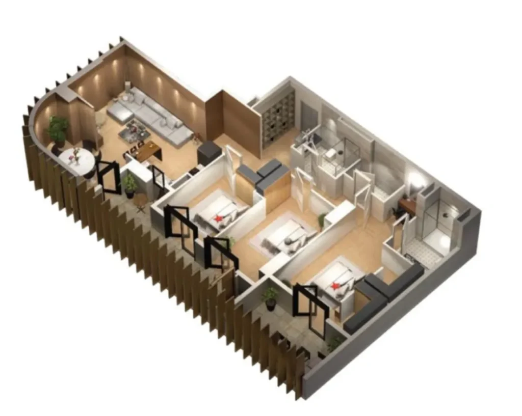Prostorný třípokojový byt v exkluzivní čtvrti o rozloze 165,6 m² v