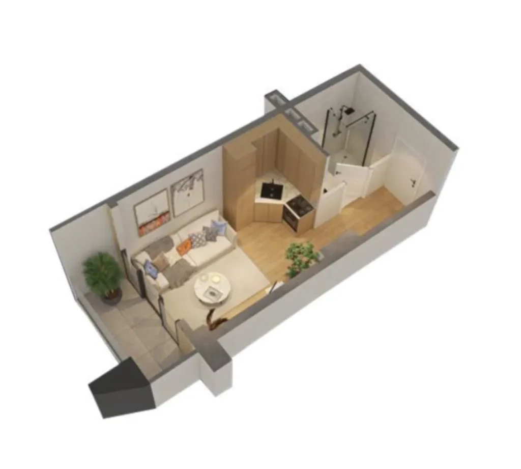 Estudio luminoso de 26,6 m² en