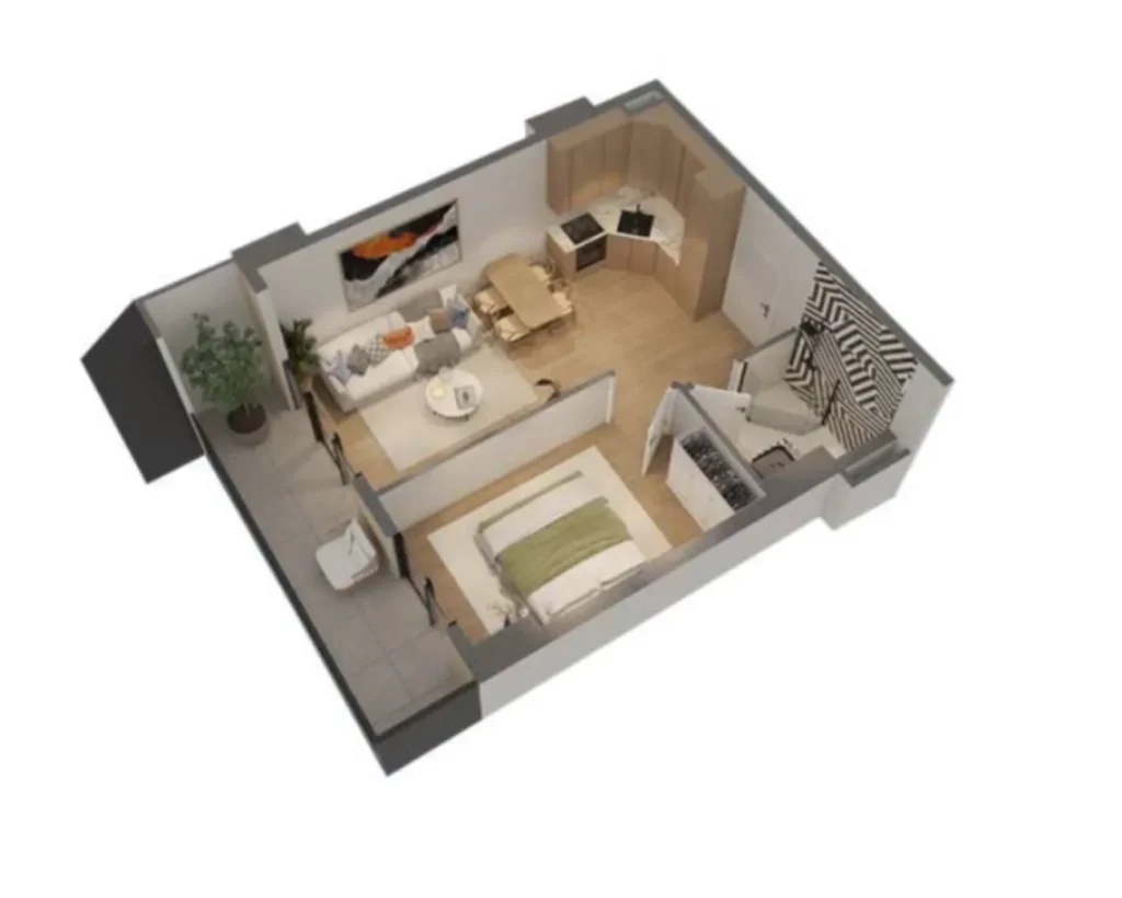 Acogedor piso de un dormitorio con vistas a la vegetación, de 51,6 m², en