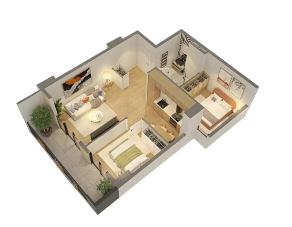 Acogedor piso de un dormitorio con vistas a la vegetación, de 51,6 m², en