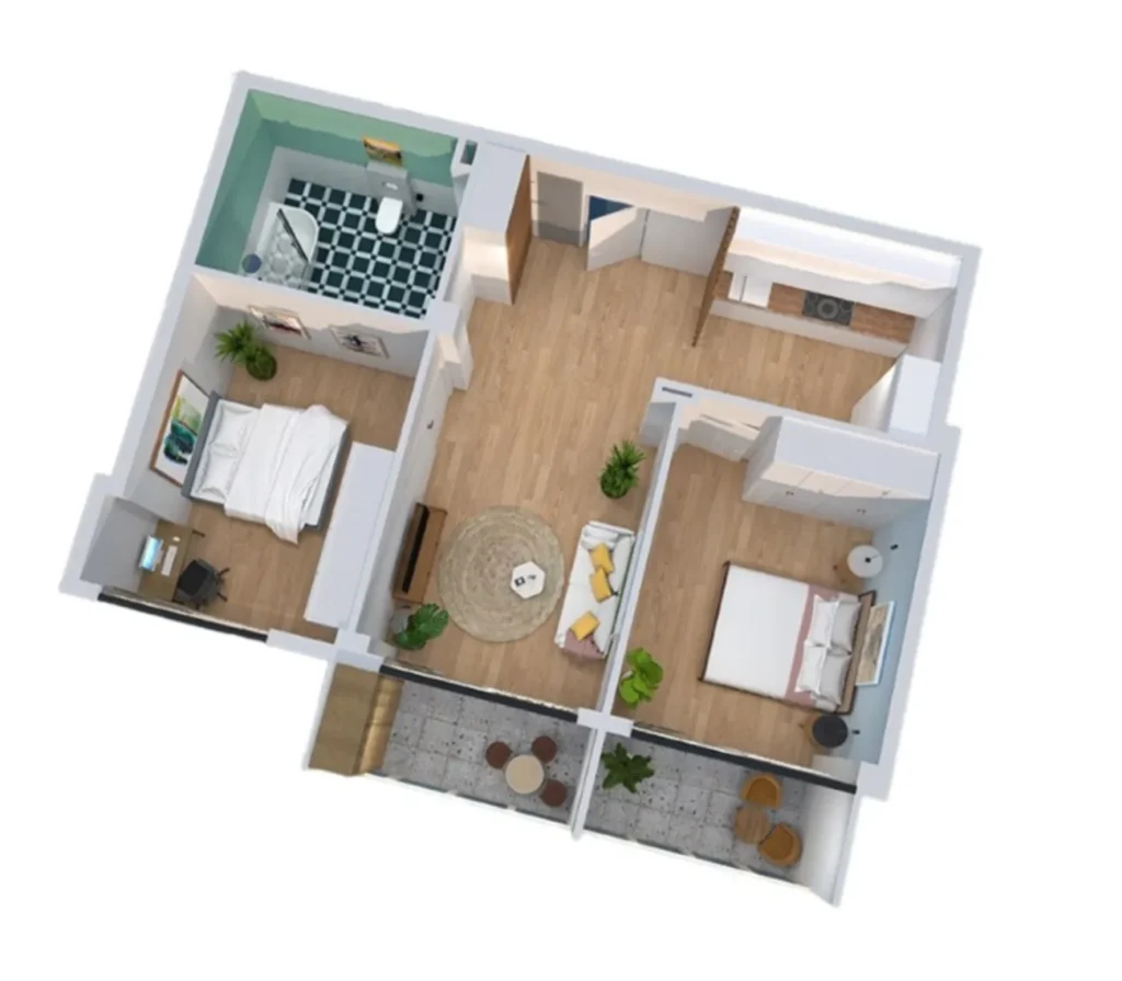 Acogedor piso de dos habitaciones de 67,2 m² en