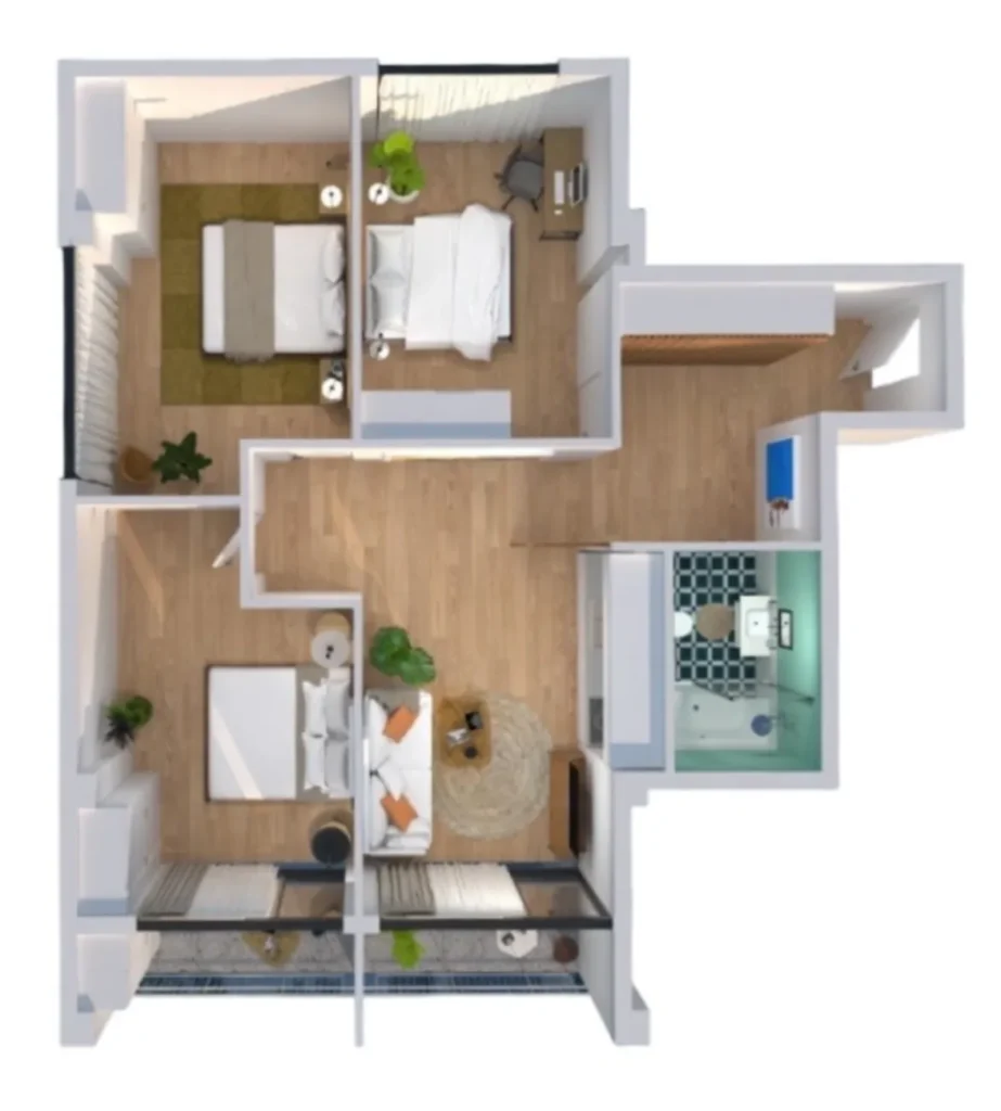 Przytulne dwupokojowe mieszkanie o powierzchni 67,2 m² w
