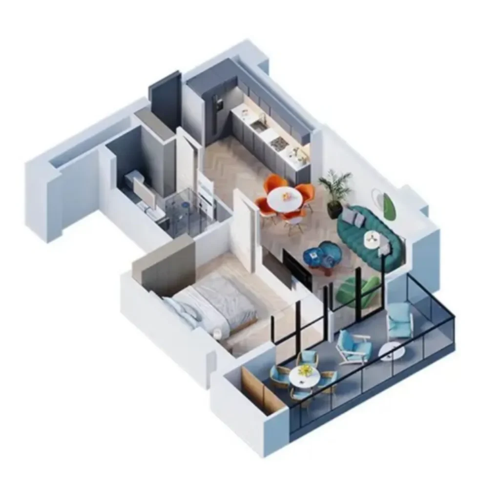 Stylový jednopokojový byt ve Vake o rozloze 54,2 m² v