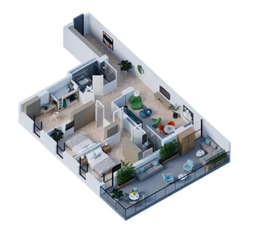 Dvoupokojový byt s panoramatickým výhledem o rozloze 141,6 m² v