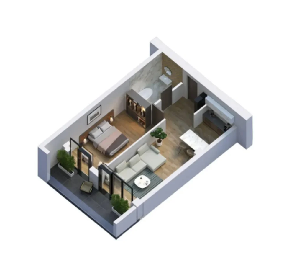 Przestronne mieszkanie trzypokojowe z widokiem o powierzchni 56,6 m² w