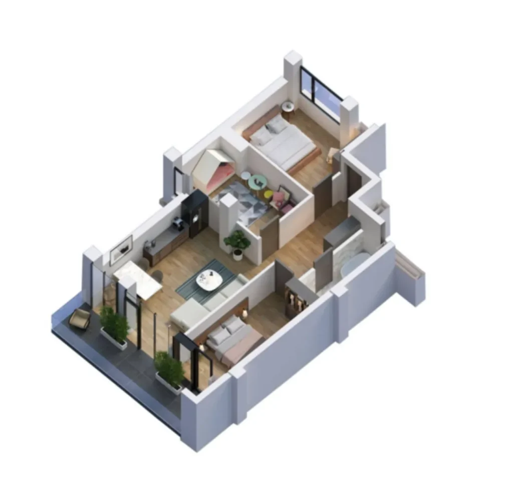 Nowoczesne mieszkanie jednopokojowe z balkonem o powierzchni 99 m² w