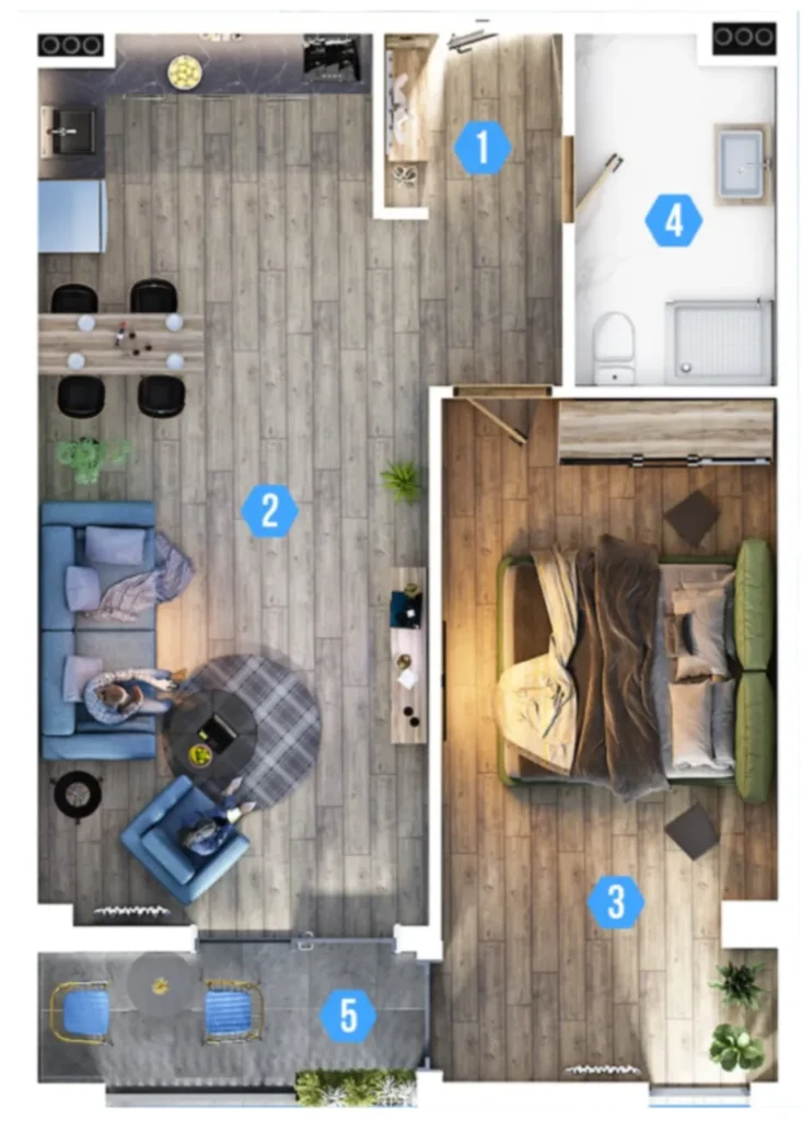 Willa z tarasem panoramicznym o powierzchni 59,4 m² w