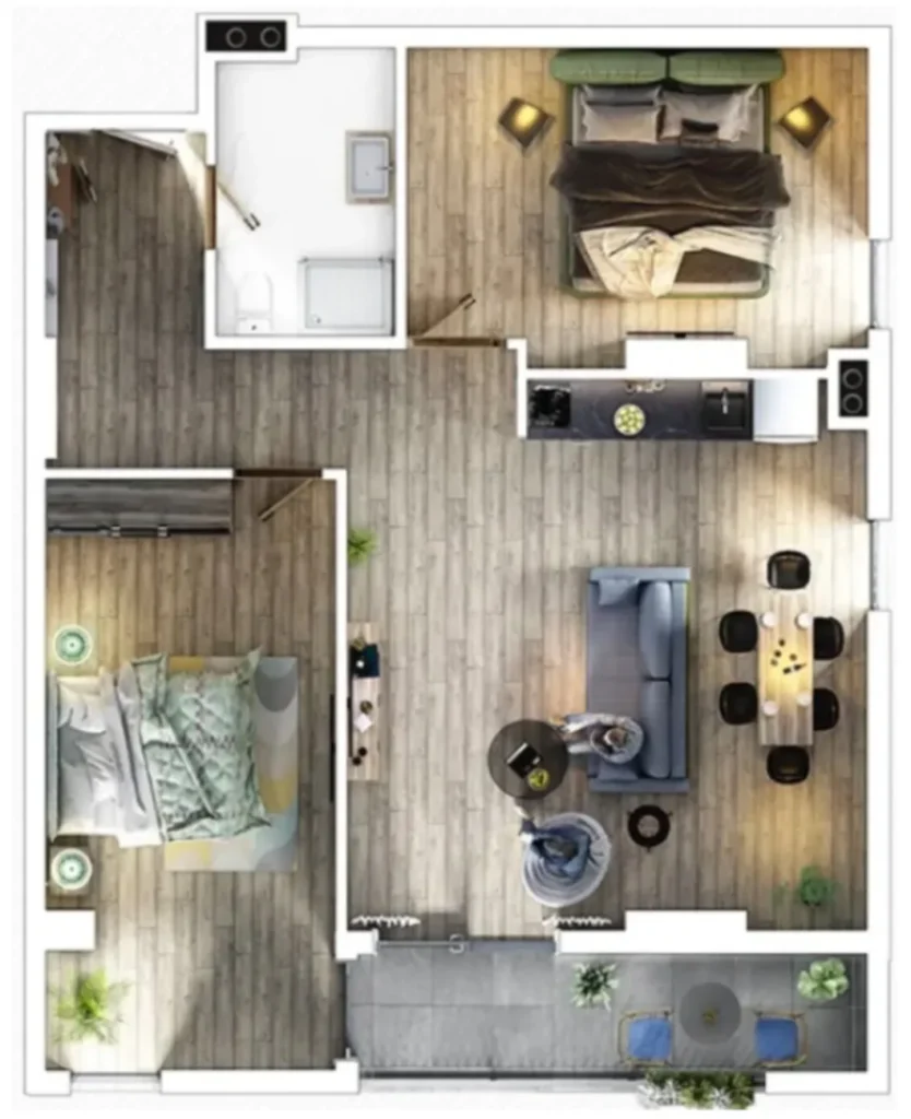 Dwupokojowe mieszkanie z panoramicznym widokiem o powierzchni 86,1 m² w