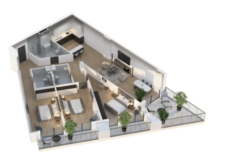 Somptueux appartement de 3 pièces entièrement rénové, d'une superficie de 181,28 m², situé à
