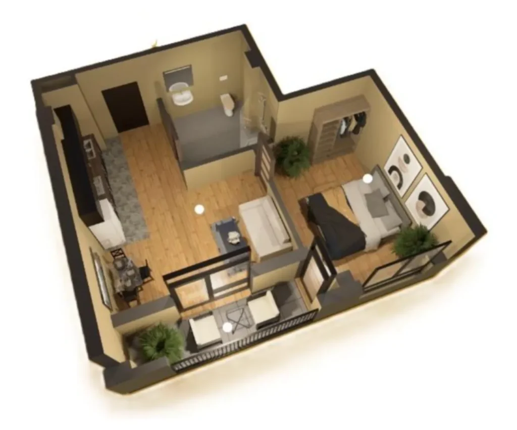 Gemütliche 1-Zimmer-Wohnung mit Balkon (48 m²) in