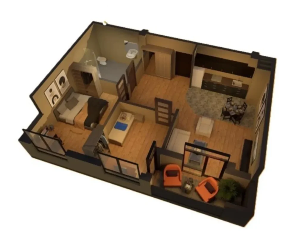 Accogliente monolocale con balcone di 48 m² a