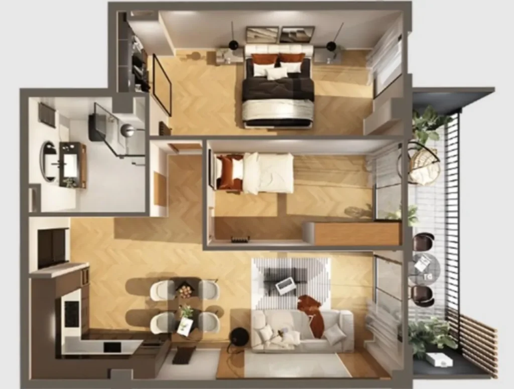 Eine ideale 1-Zimmer-Wohnung mit 62,1 m² in