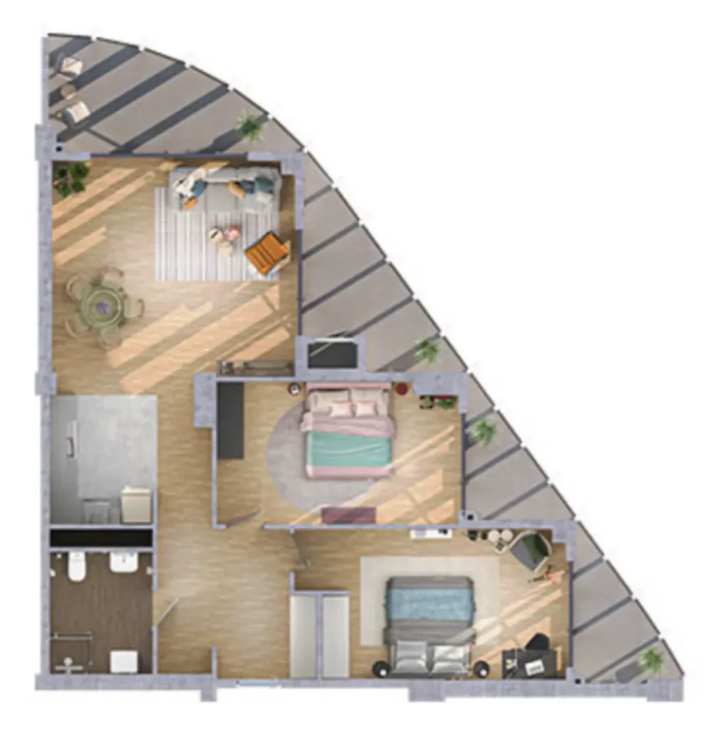 Confortable appartement de 2 pièces de 116,35 m² situé à