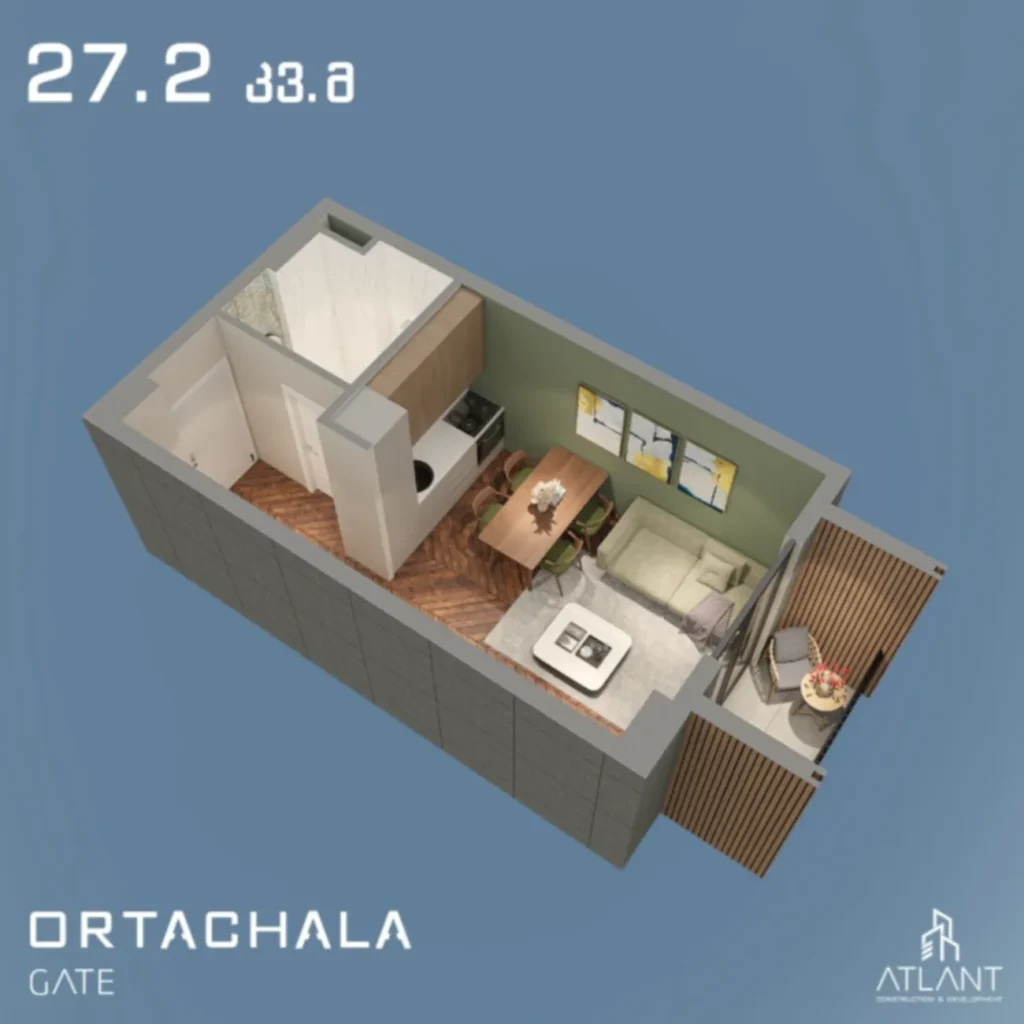 A compact and modern 27.2 m² studio flat in