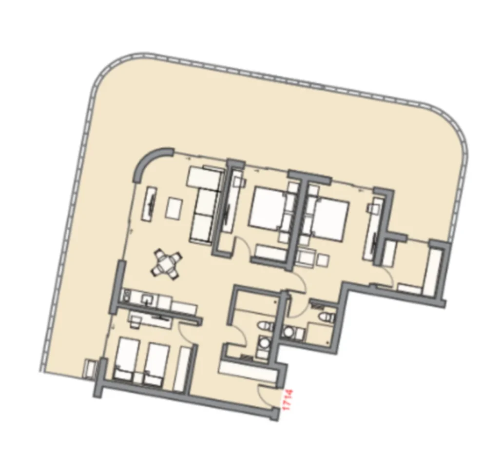 Трёхкомнатный пентхаус с террасой 216.9 м² в