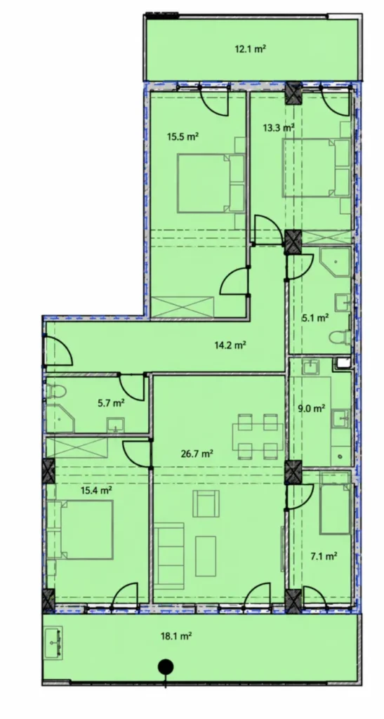 Geräumige Dreizimmerwohnung in Saburtalo, 106 m² in