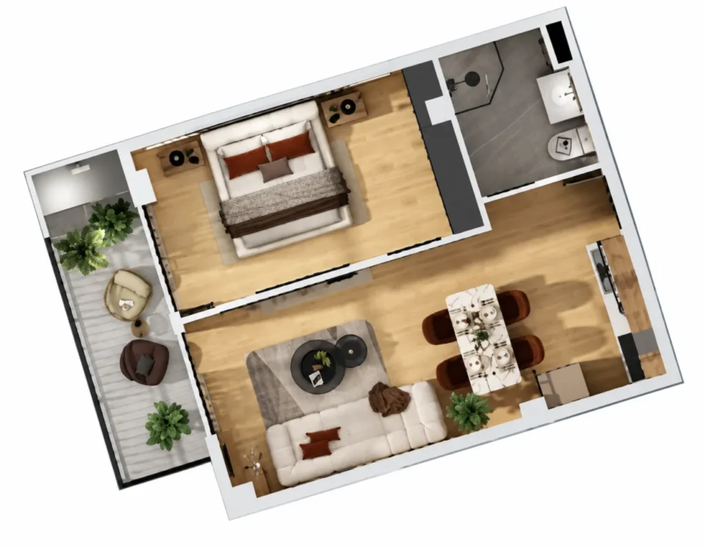 Pratico monolocale di 50,2 m² a