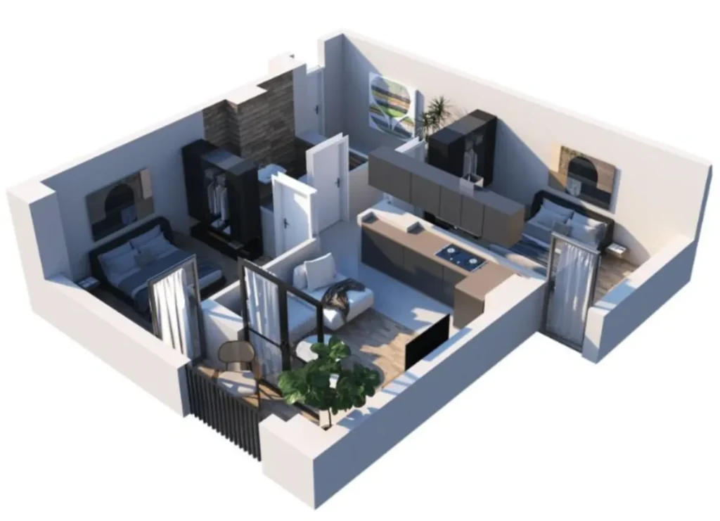 Un acogedor piso de un dormitorio con una distribución bien pensada de 55 m² en