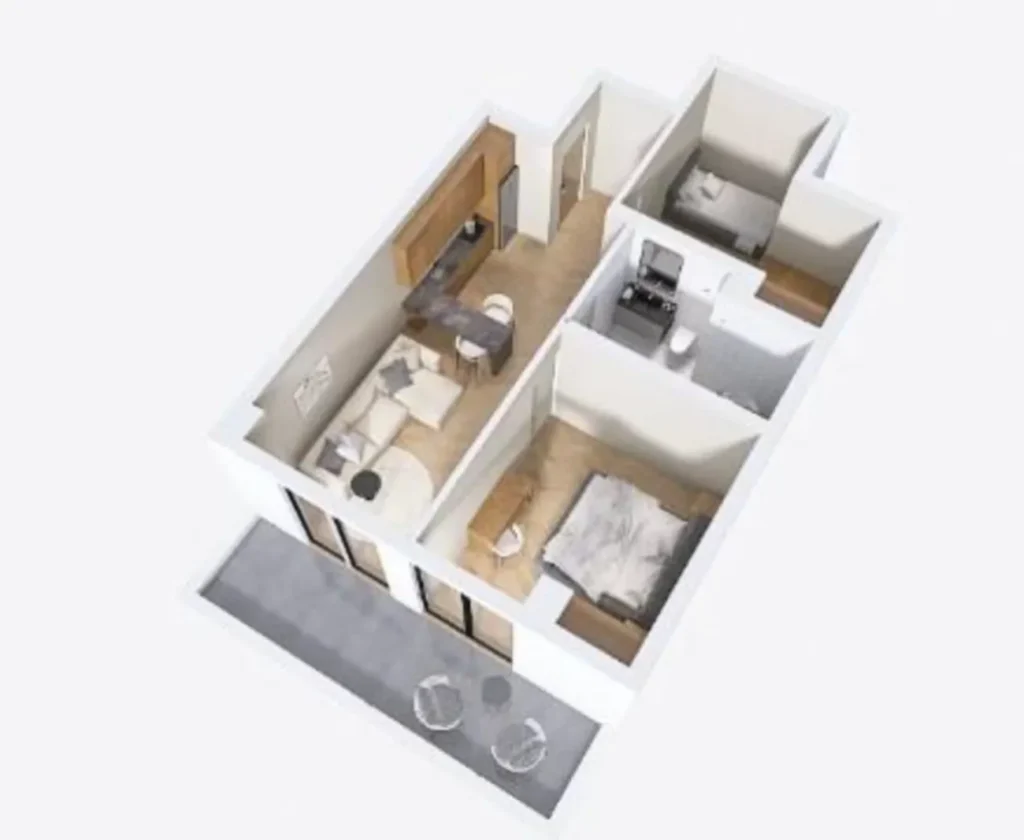 Un deux-pièces confortable à Saburtalo, d'une superficie de 63 m², situé à