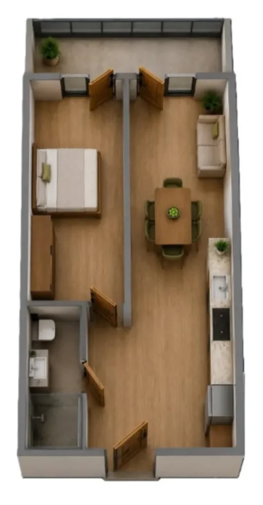Acogedor piso de una habitación en el tranquilo barrio de Samgori, de 38,8 m² en