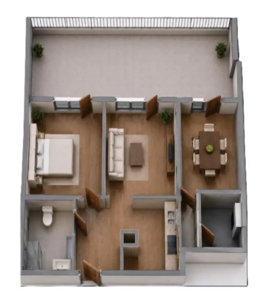 Amplio piso de dos habitaciones en el tranquilo barrio de Samgori, de 76,8 m² en