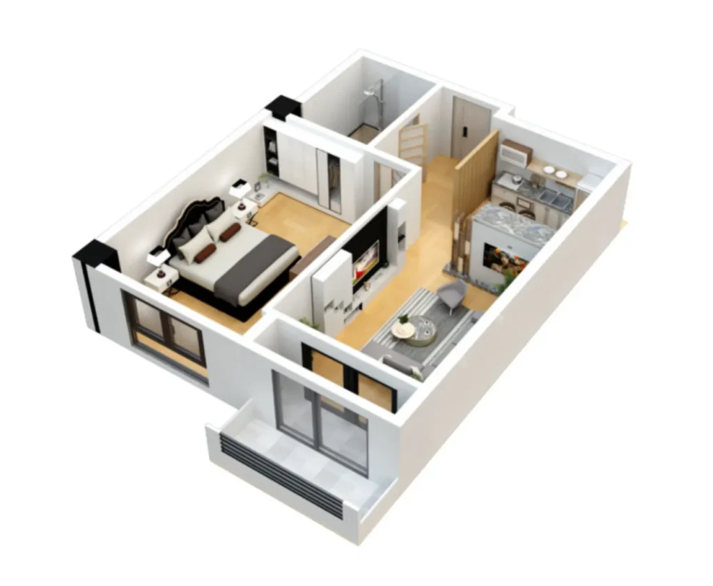 Светлая однушка у метро 45.9 м² в