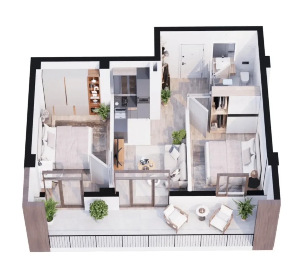 Светлая 1-комнатная квартира в Сабуртало 47.94 м² в