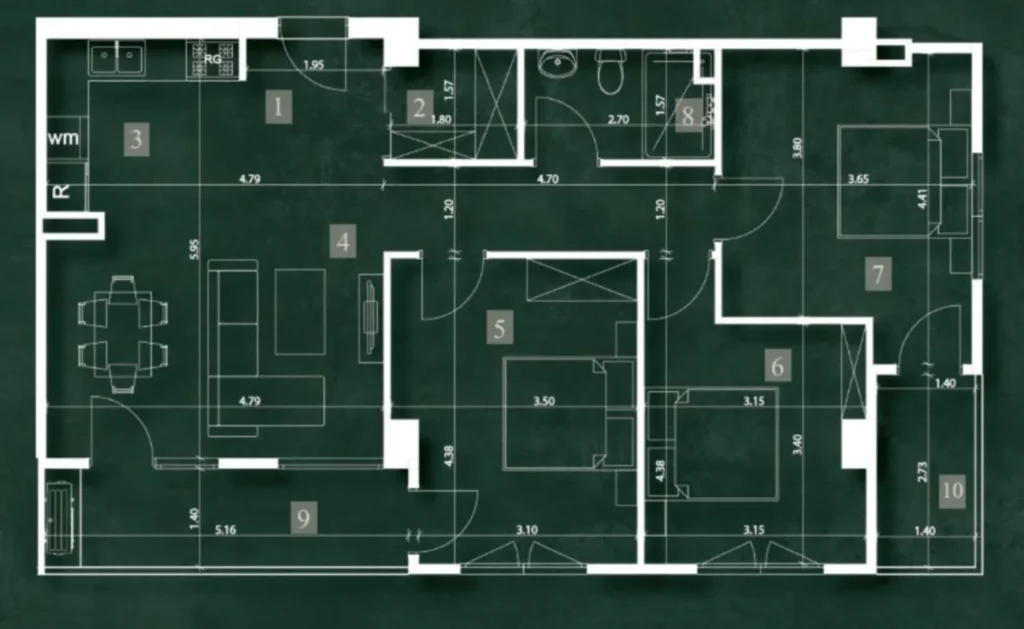 Вместительная 3-комнатная квартира 85.07 м² в