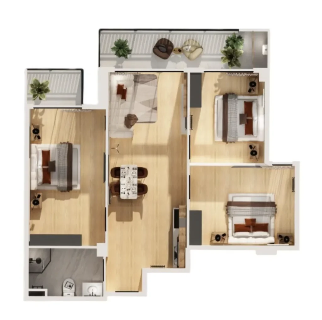 Appartamento familiare di tre locali di 82,5 m² a