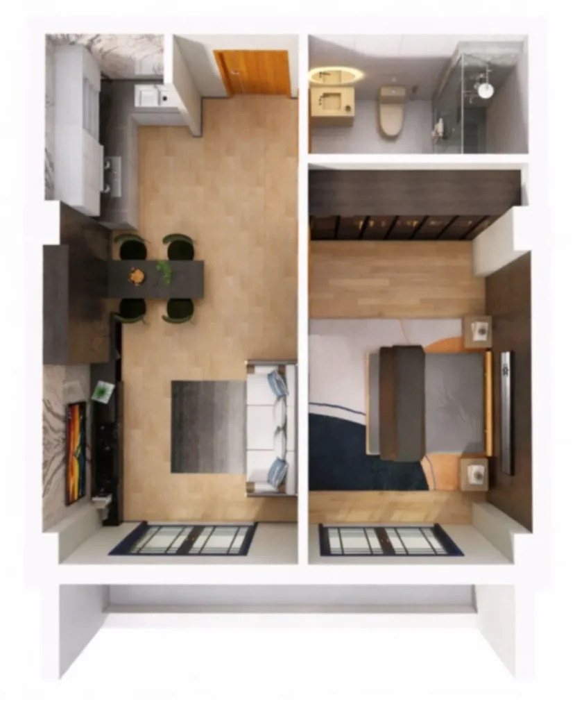 Функциональная 1-комнатная квартира 50.5 м² в