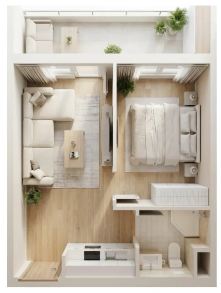 Kompaktowe mieszkanie jednopokojowe w spokojnej okolicy, o powierzchni 34,7 m², w